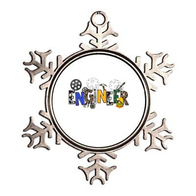 Cool Engineer Design With Engineering Tools And Gears Metallic Star Ornament