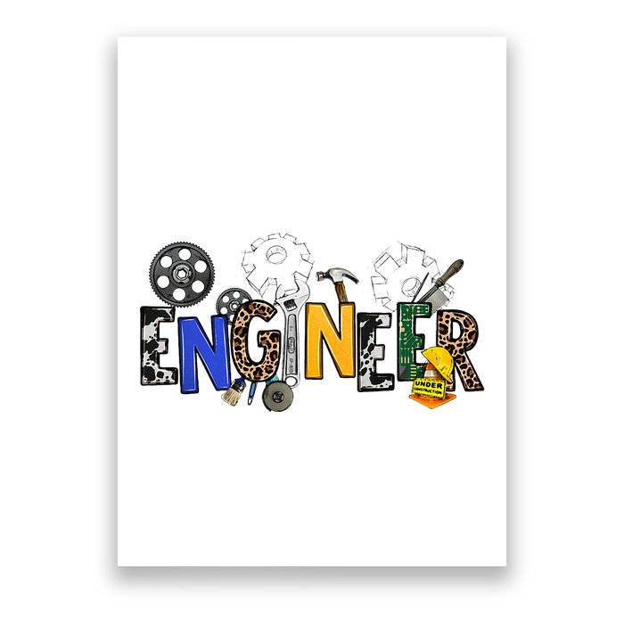 Cool Engineer Design With Engineering Tools And Gears Poster