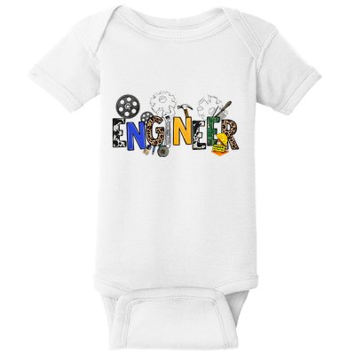 Cool Engineer Design With Engineering Tools And Gears Baby Bodysuit