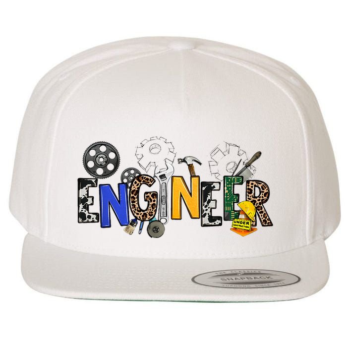 Cool Engineer Design With Engineering Tools And Gears Wool Snapback Cap