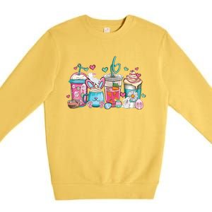 Cute Easter Day Easter Coffee Lover Women Girl Premium Crewneck Sweatshirt