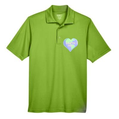 Cute Earth Day World Heart Men's Origin Performance Piqué Polo