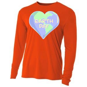 Cute Earth Day World Heart Cooling Performance Long Sleeve Crew