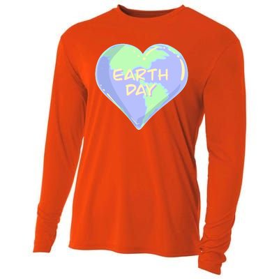 Cute Earth Day World Heart Cooling Performance Long Sleeve Crew