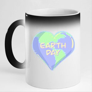 Cute Earth Day World Heart 11oz Black Color Changing Mug