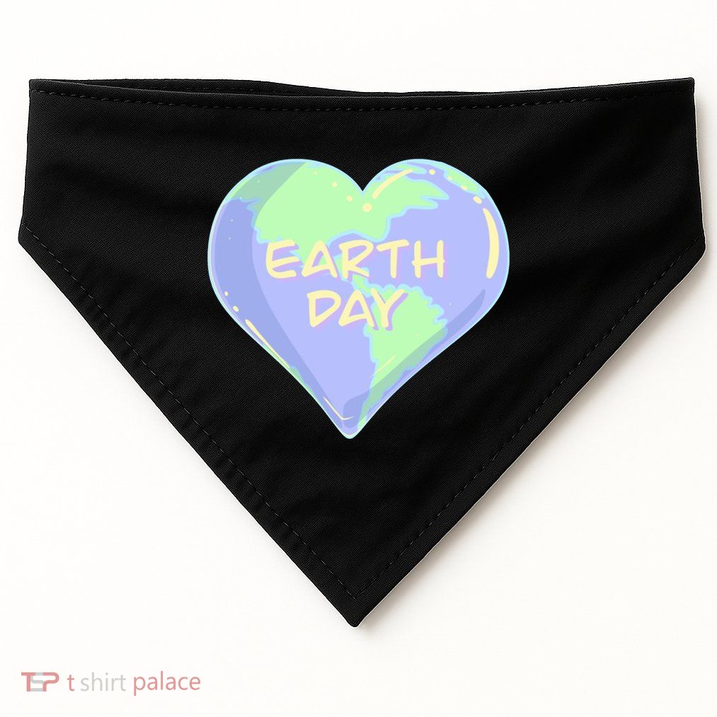 Cute Earth Day World Heart USA-Made Doggie Bandana