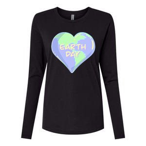 Cute Earth Day World Heart Womens Cotton Relaxed Long Sleeve T-Shirt