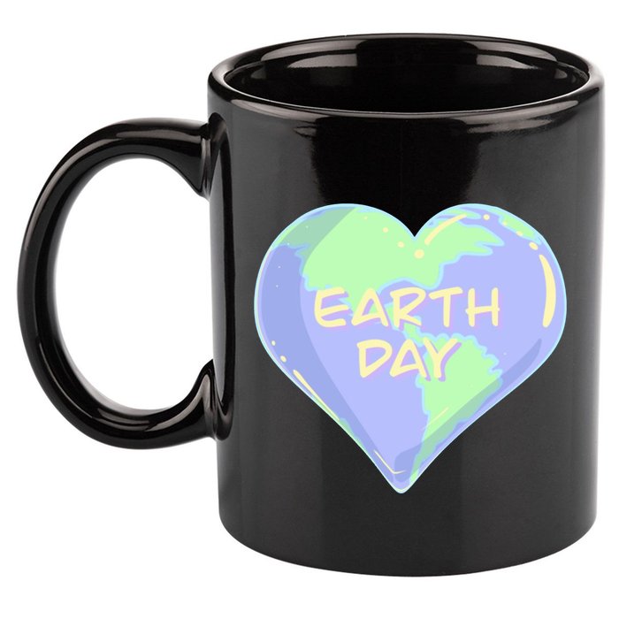 Cute Earth Day World Heart 11oz C Handle Ceramic Mug