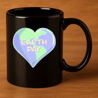 Cute Earth Day World Heart 11oz C Handle Ceramic Mug