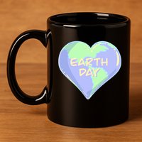 Cute Earth Day World Heart 11oz C Handle Ceramic Mug