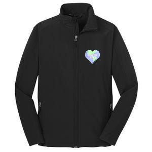 Cute Earth Day World Heart Core Soft Shell Jacket