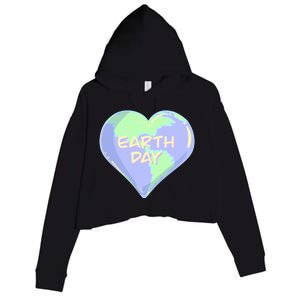 Cute Earth Day World Heart Crop Fleece Hoodie