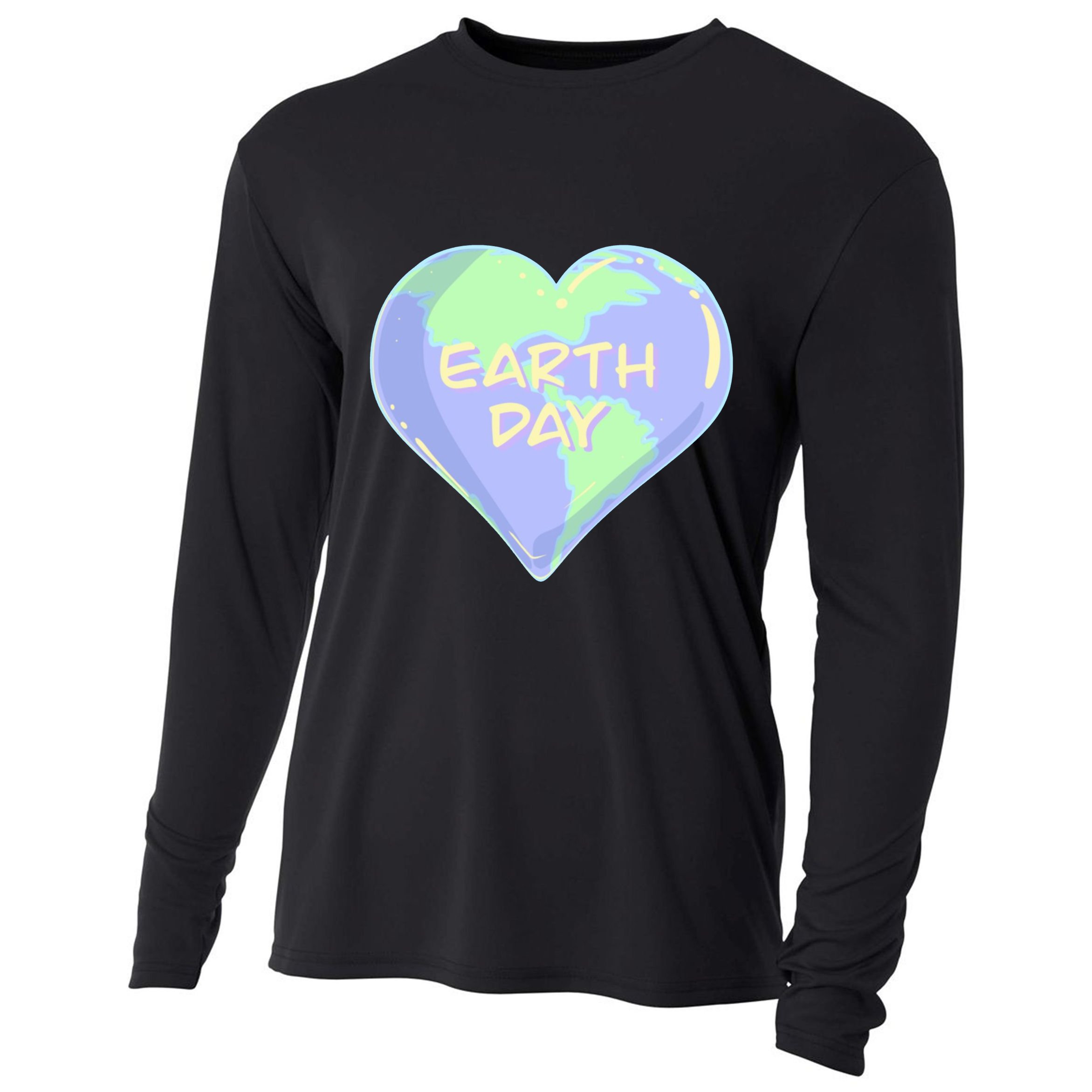 Cute Earth Day World Heart Cooling Performance Long Sleeve Crew
