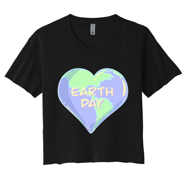 Cute Earth Day World Heart Women's Crop Top Tee