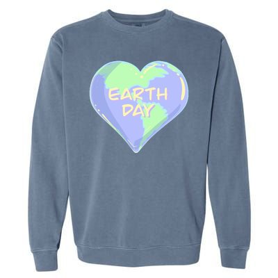 Cute Earth Day World Heart Garment-Dyed Sweatshirt