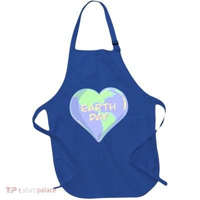 Cute Earth Day World Heart Full-Length Apron With Pockets