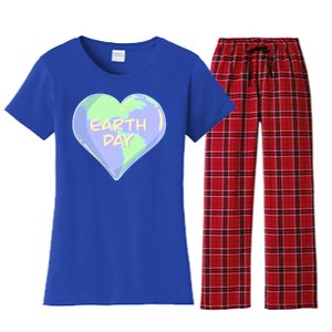 Cute Earth Day World Heart Women's Flannel Pajama Set