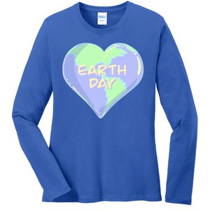 Cute Earth Day World Heart Ladies Long Sleeve Shirt