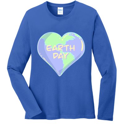 Cute Earth Day World Heart Ladies Long Sleeve Shirt