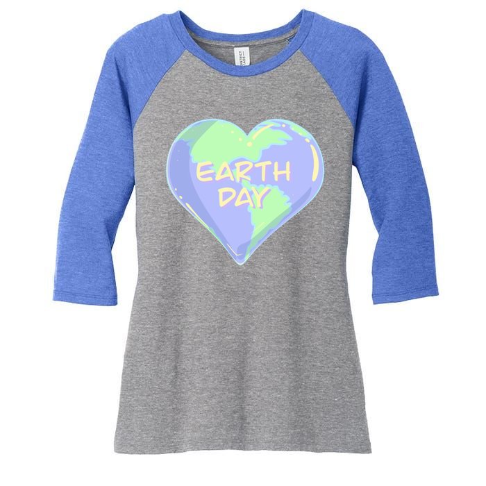 Cute Earth Day World Heart Women's Tri-Blend 3/4-Sleeve Raglan Shirt