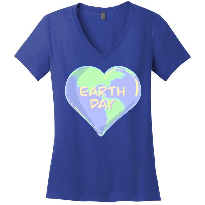 Cute Earth Day World Heart Women's V-Neck T-Shirt