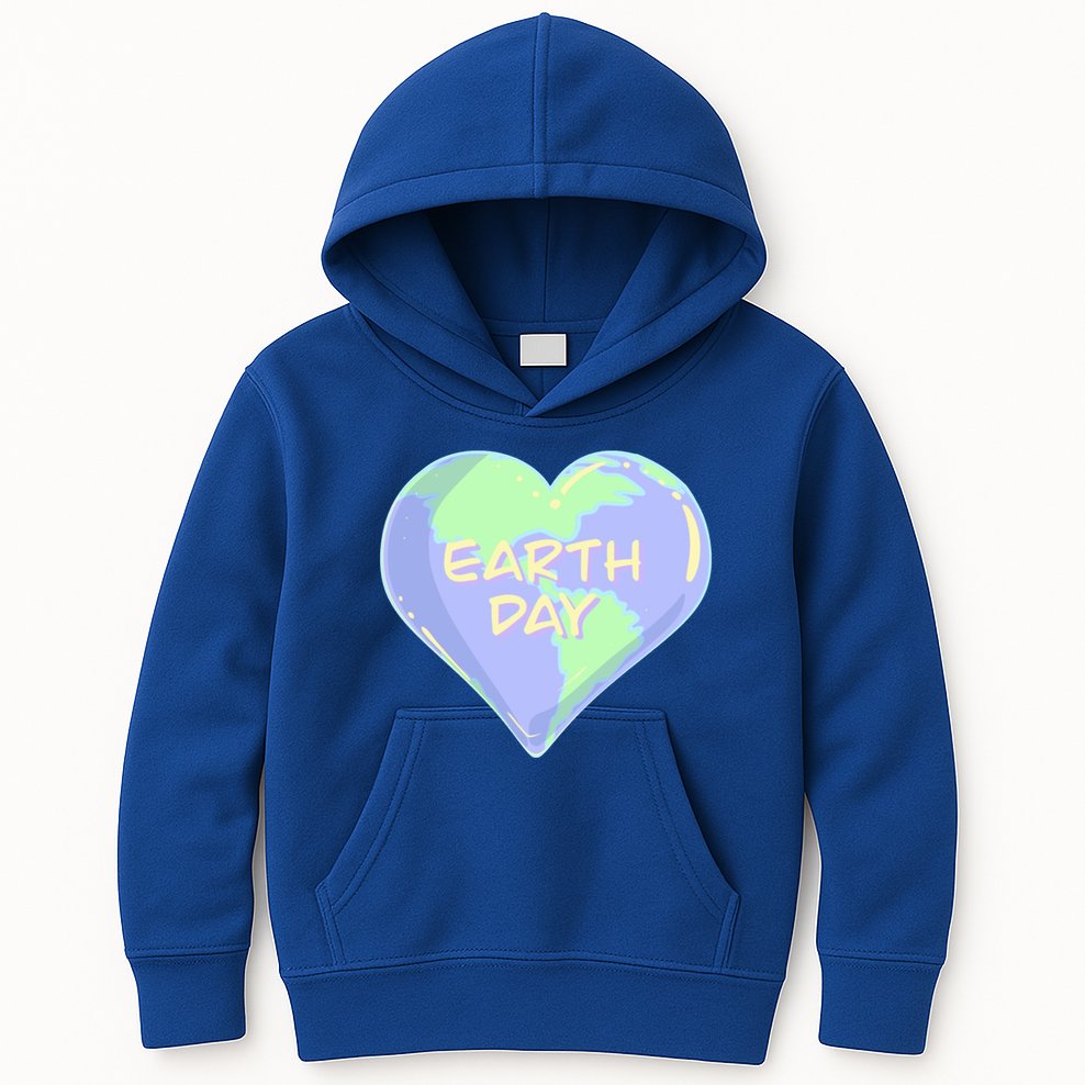 Cute Earth Day World Heart Kids Hoodie