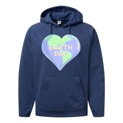 Cute Earth Day World Heart Performance Fleece Hoodie