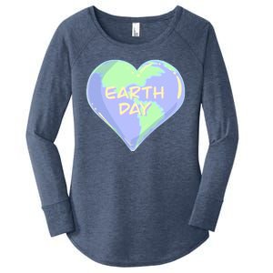 Cute Earth Day World Heart Women's Perfect Tri Tunic Long Sleeve Shirt