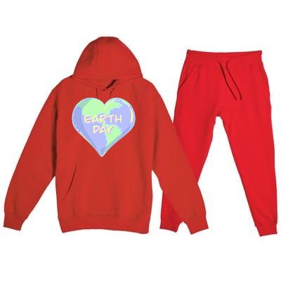 Cute Earth Day World Heart Premium Hooded Sweatsuit Set