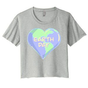 Cute Earth Day World Heart Women's Crop Top Tee