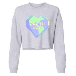 Cute Earth Day World Heart Cropped Pullover Crew