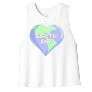 Cute Earth Day World Heart Women's Racerback Cropped Tank