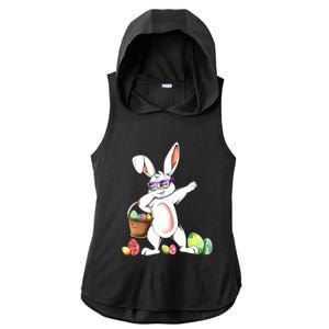 Cute Easter Dabbing Bunny Rabbit With Easter Eggs Ladies PosiCharge Tri-Blend Wicking Draft Hoodie Tank