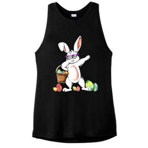 Cute Easter Dabbing Bunny Rabbit With Easter Eggs Ladies PosiCharge Tri-Blend Wicking Tank