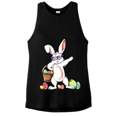 Cute Easter Dabbing Bunny Rabbit With Easter Eggs Ladies PosiCharge Tri-Blend Wicking Tank