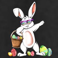 Cute Easter Dabbing Bunny Rabbit With Easter Eggs 7 Panel Mesh Trucker Snapback Hat