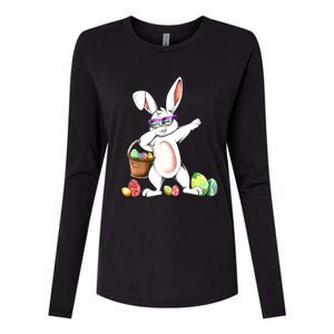 Cute Easter Dabbing Bunny Rabbit With Easter Eggs Womens Cotton Relaxed Long Sleeve T-Shirt