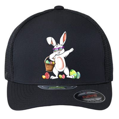 Cute Easter Dabbing Bunny Rabbit With Easter Eggs Flexfit Unipanel Trucker Cap