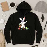 Cute Easter Dabbing Bunny Rabbit With Easter Eggs Hoodie