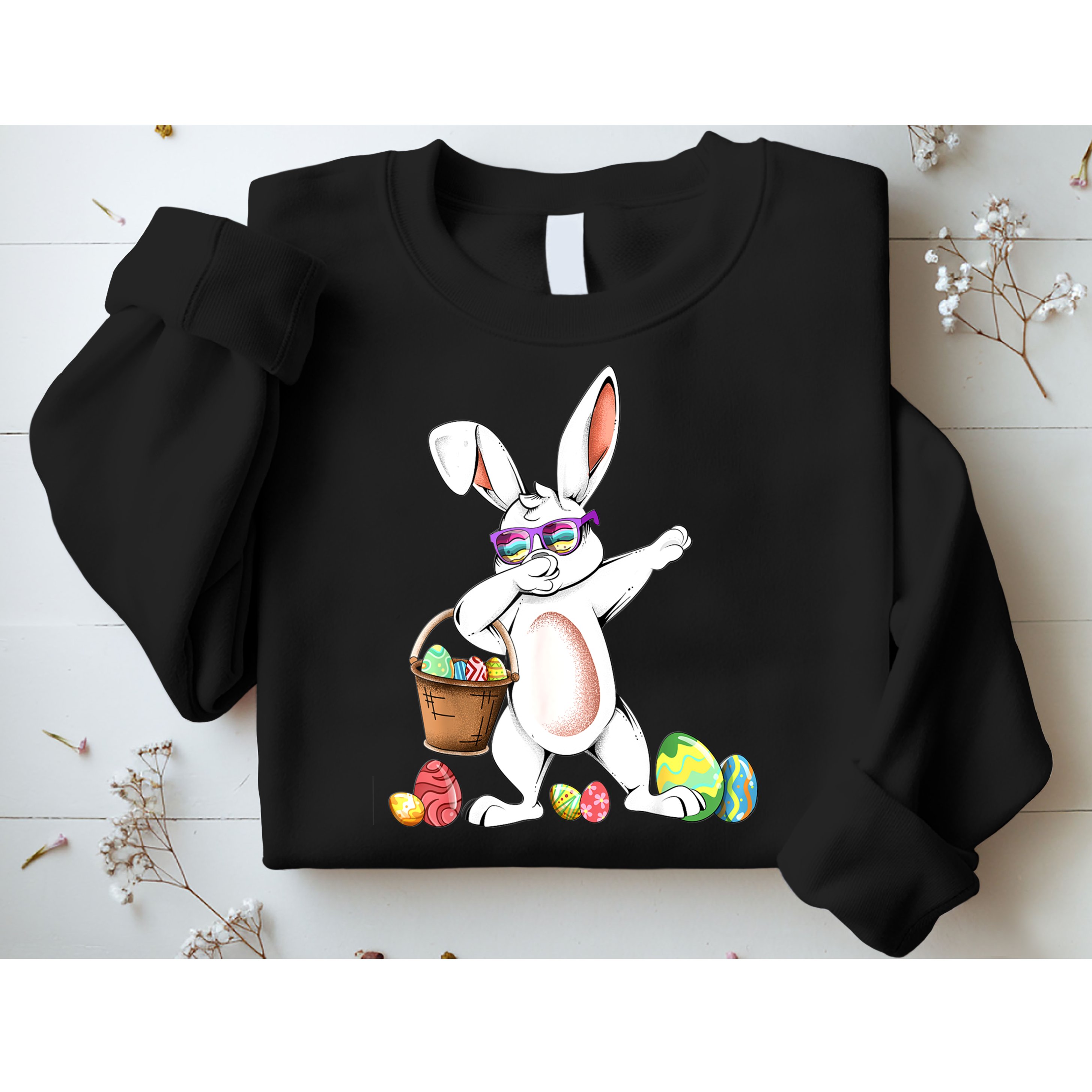Cute Easter Dabbing Bunny Rabbit With Easter Eggs Sweatshirt