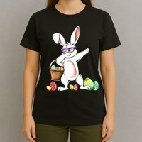 Cute Easter Dabbing Bunny Rabbit With Easter Eggs T-Shirt