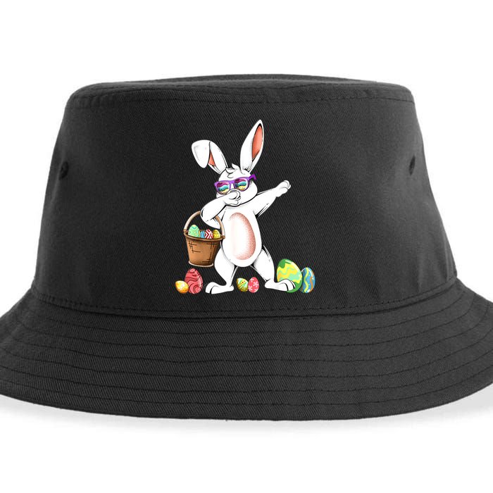 Cute Easter Dabbing Bunny Rabbit With Easter Eggs Sustainable Bucket Hat