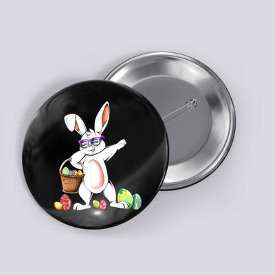 Cute Easter Dabbing Bunny Rabbit With Easter Eggs Button