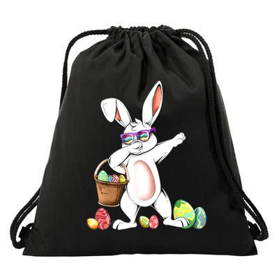 Cute Easter Dabbing Bunny Rabbit With Easter Eggs Drawstring Bag