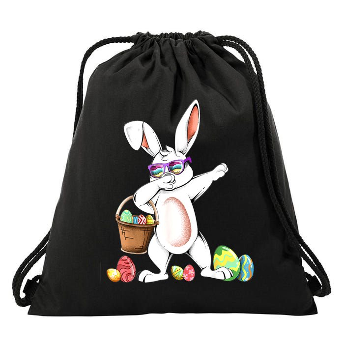 Cute Easter Dabbing Bunny Rabbit With Easter Eggs Drawstring Bag