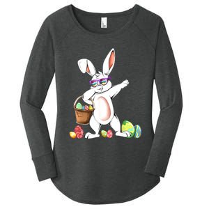 Cute Easter Dabbing Bunny Rabbit With Easter Eggs Women's Perfect Tri Tunic Long Sleeve Shirt