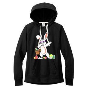 Cute Easter Dabbing Bunny Rabbit With Easter Eggs Women's Fleece Hoodie