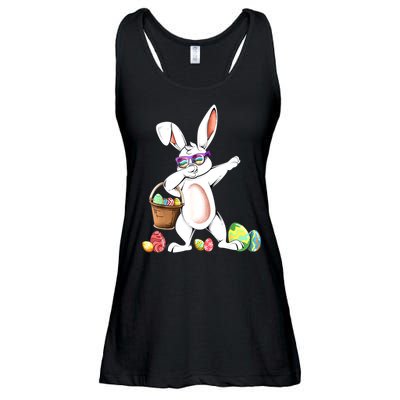 Cute Easter Dabbing Bunny Rabbit With Easter Eggs Ladies Essential Flowy Tank