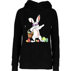 Cute Easter Dabbing Bunny Rabbit With Easter Eggs Womens Funnel Neck Pullover Hood