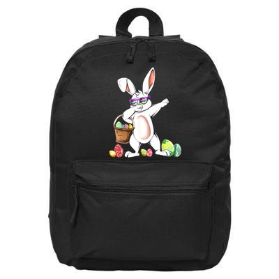 Cute Easter Dabbing Bunny Rabbit With Easter Eggs 16 in Basic Backpack